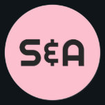 パステルピンクレトロモノグラムの結婚ズ ラウンドシール<br><div class="desc">クラシック楽しむフォントと美しいカラーパレットを備えたおもしろいで明るい色のデザインでレトロなエレガンスを取り入れモダンる。</div>