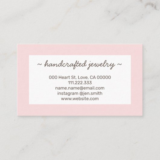 パステルピンクロゼ60s水玉模様ハンドメイ点々のあるド 名刺 (裏面)