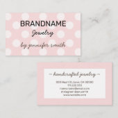 パステルピンクロゼ60s水玉模様ハンドメイ点々のあるド 名刺 (正面/裏面)