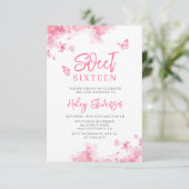 パステルピンクロマンチックフローラの水の色の甘い16 招待状 (スタンド正面)