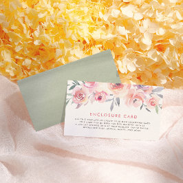 パステルピンクローズグリーンリーウォーター色ベビーシャワー エンクロージャーカード