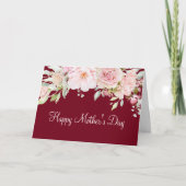 パステルピンクローズフラワーフローラハッピーマザーズデイ カード (正面)