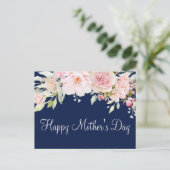 パステルピンクローズフラワーフローラハッピーマザーズデイ ポストカード (スタンド正面)