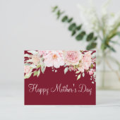 パステルピンクローズフラワーフローラハッピーマザーズデイ ポストカード (スタンド正面)