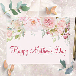 パステルピンクローズフラワーフローラハッピーマザーズデイ ポストカード