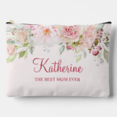 パステルピンクローズフラワーフローラ最高のザママ アクセサリーポーチ (正面)