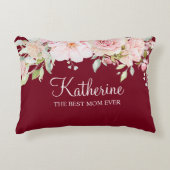 パステルピンクローズフラワーフローラ最高のザママ アクセントクッション (正面)