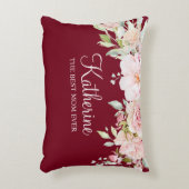 パステルピンクローズフラワーフローラ最高のザママ アクセントクッション (正面(垂直))