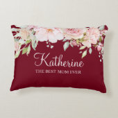 パステルピンクローズフラワーフローラ最高のザママ アクセントクッション (裏面)