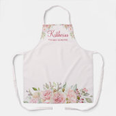 パステルピンクローズフラワーフローラ最高のザママ エプロン (正面)