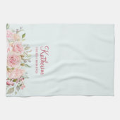 パステルピンクローズフラワーフローラ最高のザママ キッチンタオル (横)
