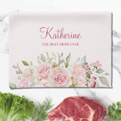 パステルピンクローズフラワーフローラ最高のザママ キッチンタオル