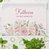 パステルピンクローズフラワーフローラ最高のザママ キッチンタオル (折り畳み)