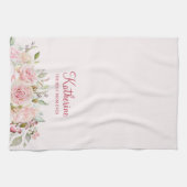 パステルピンクローズフラワーフローラ最高のザママ キッチンタオル (横)