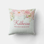 パステルピンクローズフラワーフローラ最高のザママ クッション (裏面)