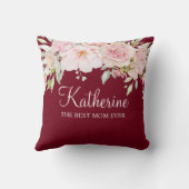 パステルピンクローズフラワーフローラ最高のザママ クッション (裏面)