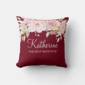 パステルピンクローズフラワーフローラ最高のザママ クッション (正面)