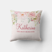 パステルピンクローズフラワーフローラ最高のザママ クッション (裏面)