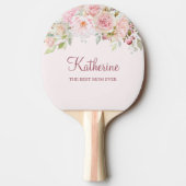 パステルピンクローズフラワーフローラ最高のザママ 卓球ラケット (正面)