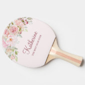 パステルピンクローズフラワーフローラ最高のザママ 卓球ラケット (横)