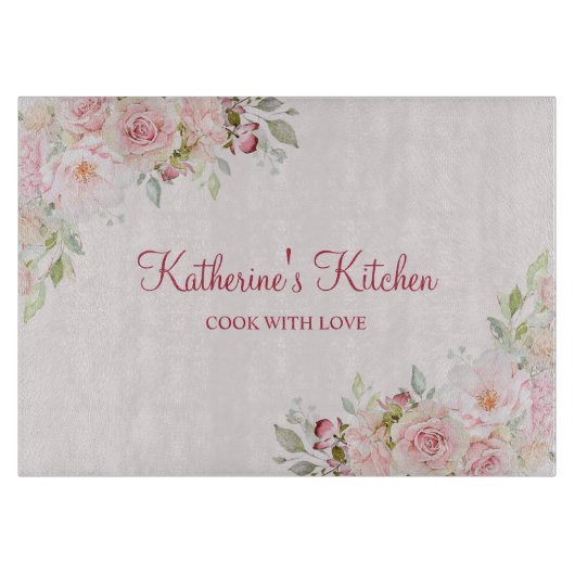 パステルピンクローズフラワーフローラ母の日ギフト カッティングボード (正面)