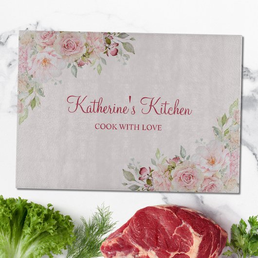 パステルピンクローズフラワーフローラ母の日ギフト カッティングボード