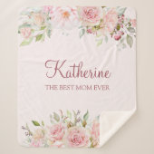 パステルピンクローズフラワー最高のフローラママ シェルパブランケット (正面)
