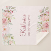 パステルピンクローズフラワー最高のフローラママ シェルパブランケット (正面(横))