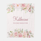 パステルピンクローズフラワー最高のフローラママ フリースブランケット (正面)