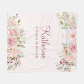 パステルピンクローズフラワー最高のフローラママ フリースブランケット (正面(横))