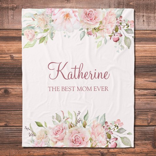 パステルピンクローズフラワー最高のフローラママ フリースブランケット