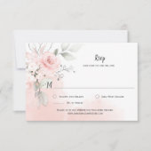 パステルピンクローズ淡い色のピンクウォーター洗剤 出欠カード (正面)