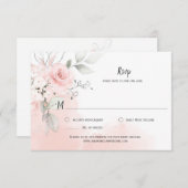 パステルピンクローズ淡い色のピンクウォーター洗剤 出欠カード (正面/裏面)