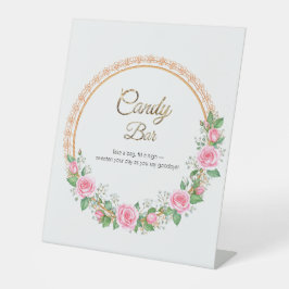 パステルピンクローズ&ベビーズブレスキャンディバーPedest 台座サイン