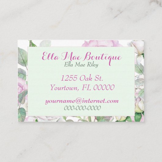 パステルピンクローズ 名刺 (裏面)