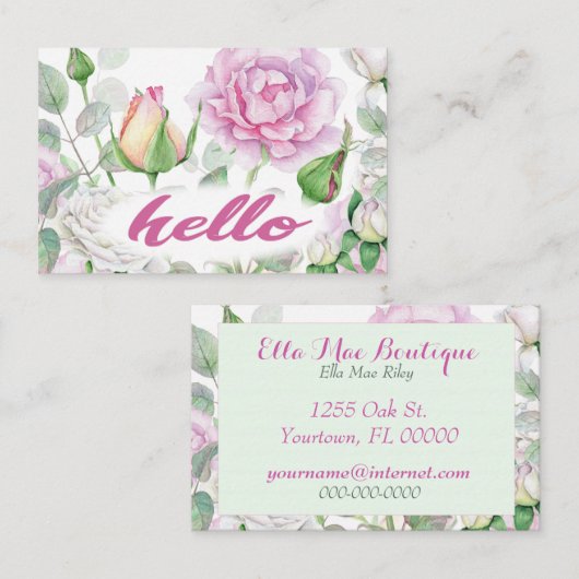 パステルピンクローズ 名刺 (正面/裏面)