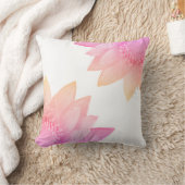 パステルピンクロータスフラワーズオンホワイト装飾用クッション クッション (ブランケット)