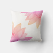 パステルピンクロータスフラワーズオンホワイト装飾用クッション クッション (裏面)