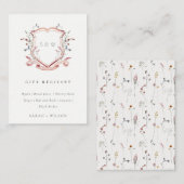 パステルピンクワイルドフラワークレスト結婚のギフトレジストリ エンクロージャーカード (正面/裏面)