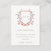 パステルピンクワイルドフラワークレスト結婚のギフトレジストリ エンクロージャーカード (正面)