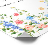 パステルピンクワイルドフラワーズゲストブック結婚のサイン ポスター (角)