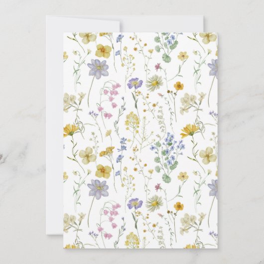 パステルピンクワイルドフラワーブライダルシャワー招待 招待状 (裏面)