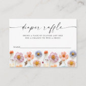 パステルピンクワイルドフラワーベビーシャワーおむつラッフル エンクロージャーカード (正面)