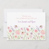 パステルピンクワイルドフラワーメドーベビーシャワー サンキューカード (正面)