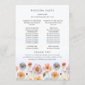 パステルピンクワイルドフラワー結婚ズの式典 プログラム (裏面)