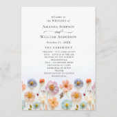 パステルピンクワイルドフラワー結婚ズの式典 プログラム (正面)