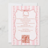 パステルピンクヴィンテージストライプフローラ結婚ズ 招待状 (裏面)