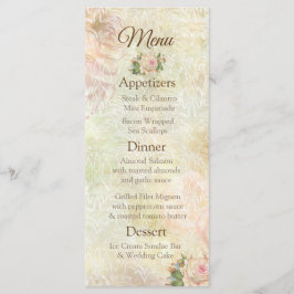 パステルピンクヴィンテージ結婚バラのメニューカード メニュー
