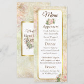 パステルピンクヴィンテージ結婚バラのメニューカード メニュー (正面/裏面)