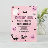 パステルピンク不気味クワン誕生日パーティー 招待状 (スタンド正面)